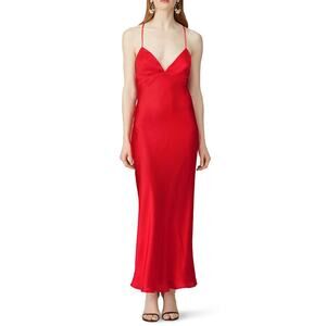 Bardot Red Satin Maxi Slip Dress XS Gown Backless Bias Cut Backless Formal $119